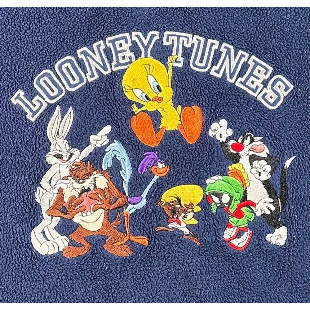 Vintage 2000 Looney Tunes Fleece L Warner Bros Studio Store Embroidered Y2K